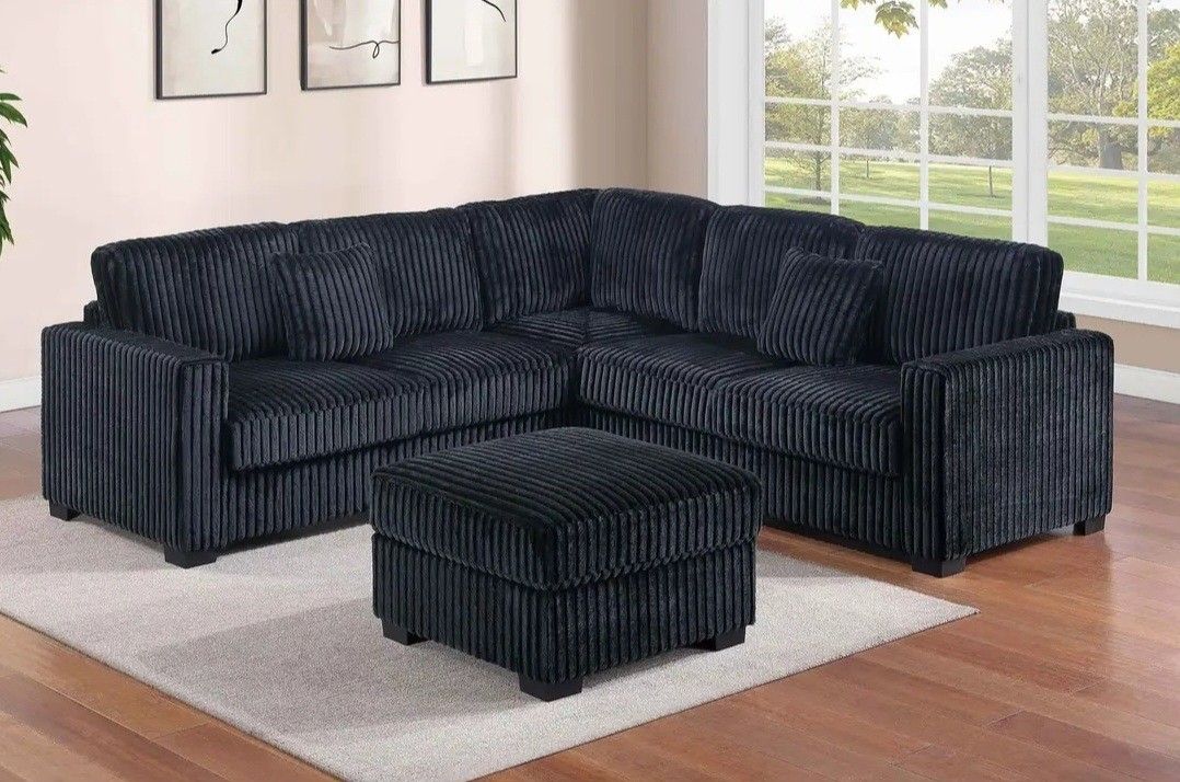 BRAND NEW 4PCS SECTIONAL SOFA SET WITH OTTOMAN AND ACCENT PILLOW INCLUDED $549