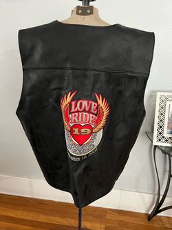Vintage 2002 Harley Love Ride Leather Biker Vest XL
