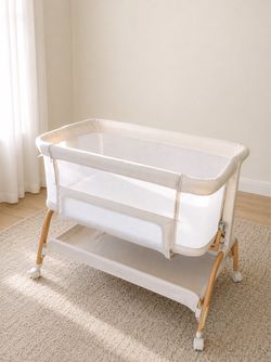 BabyBond 3-in-1 Baby Bassinet Bedside Sleeper, 6-Height Adjustable Crib with Mattress