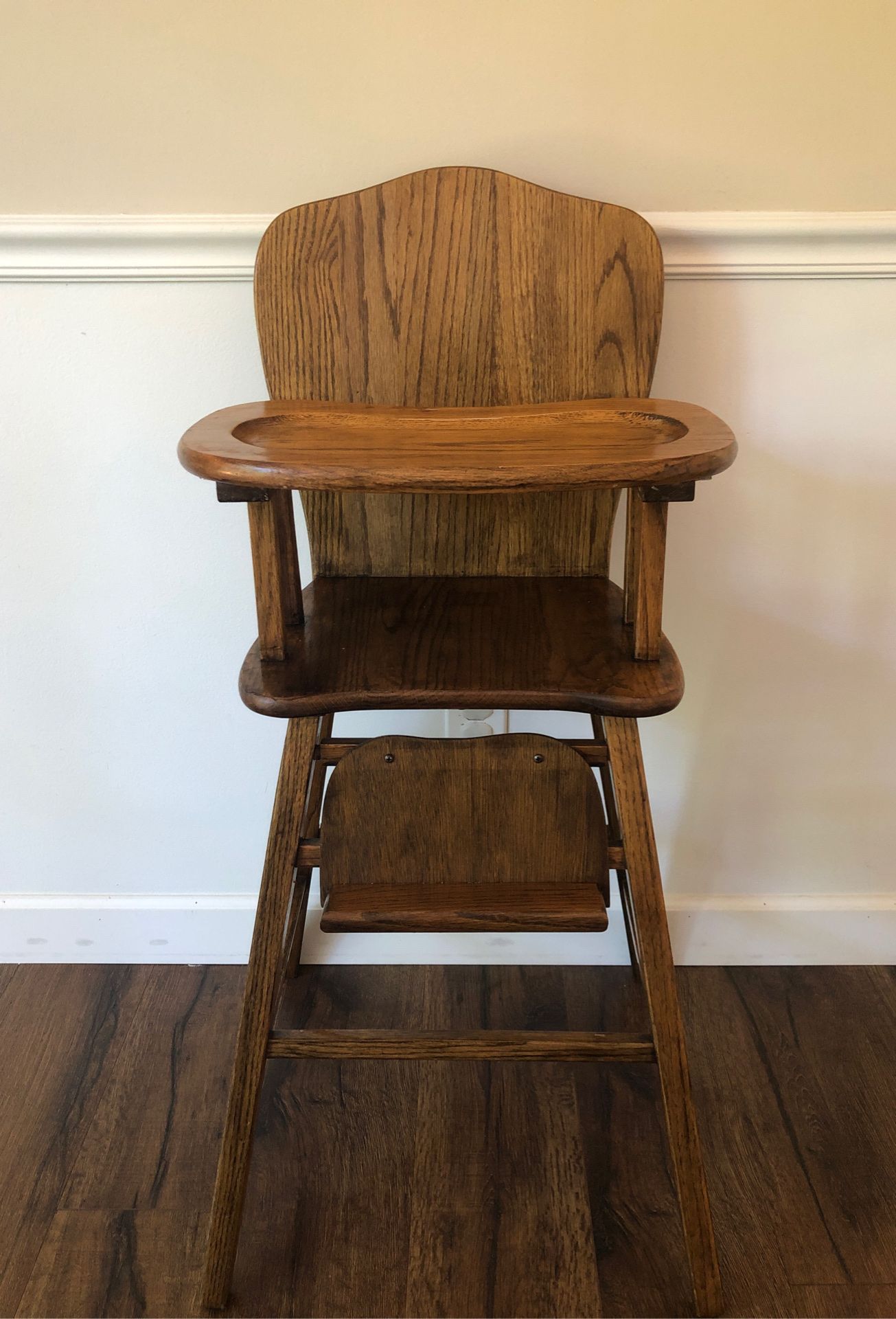 Functional antique vintage wooden high chair