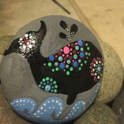 Hand Painted Mandela Whale Rock