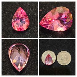 HUGE 15 Carat Synthetic Rubellite Tourmaline Loose Pear Cut Gem (18x13mm)