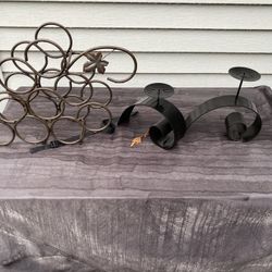 Wine Rack and Candle Holders