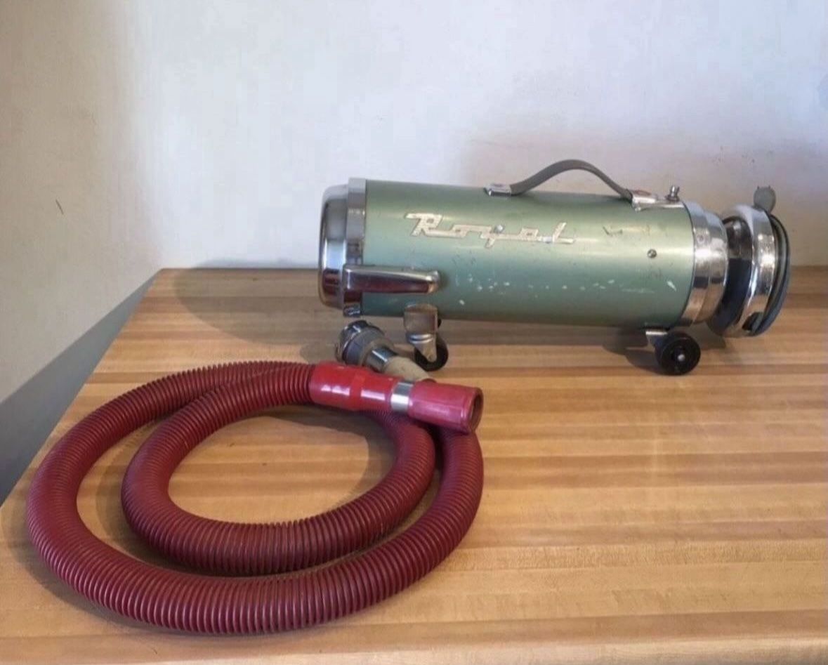 Vintage Antique Royal Modern Mid Century Design Canister Vacuum Cleaner On Wheels