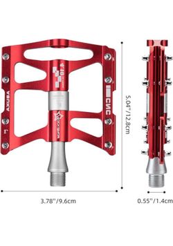 Aluminum Bike Pedals , Flat Pedals, Road Bike Pedals, Ultralight Bicycle Pedals, Mountain Road Bike CNC Bearings Anti-Slip Nails Pedal