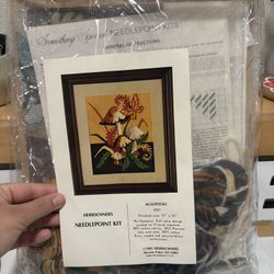 Vintage MCM Mushrooms Needlepoint Cross Stitch Kit Template 