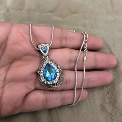 White Gold Plated Crystal Necklace