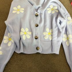 Womens XS Easter Flower Cardigan