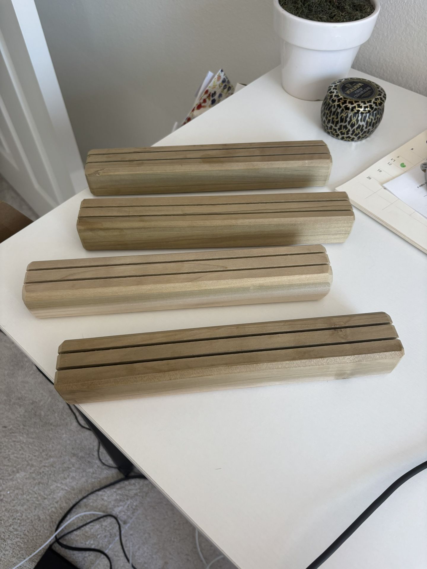 Set of 4 Handcrafted Wooden Playing Card Holders