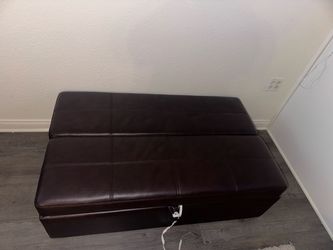 Dark Brown Faux Leather Storage Ottoman Bench