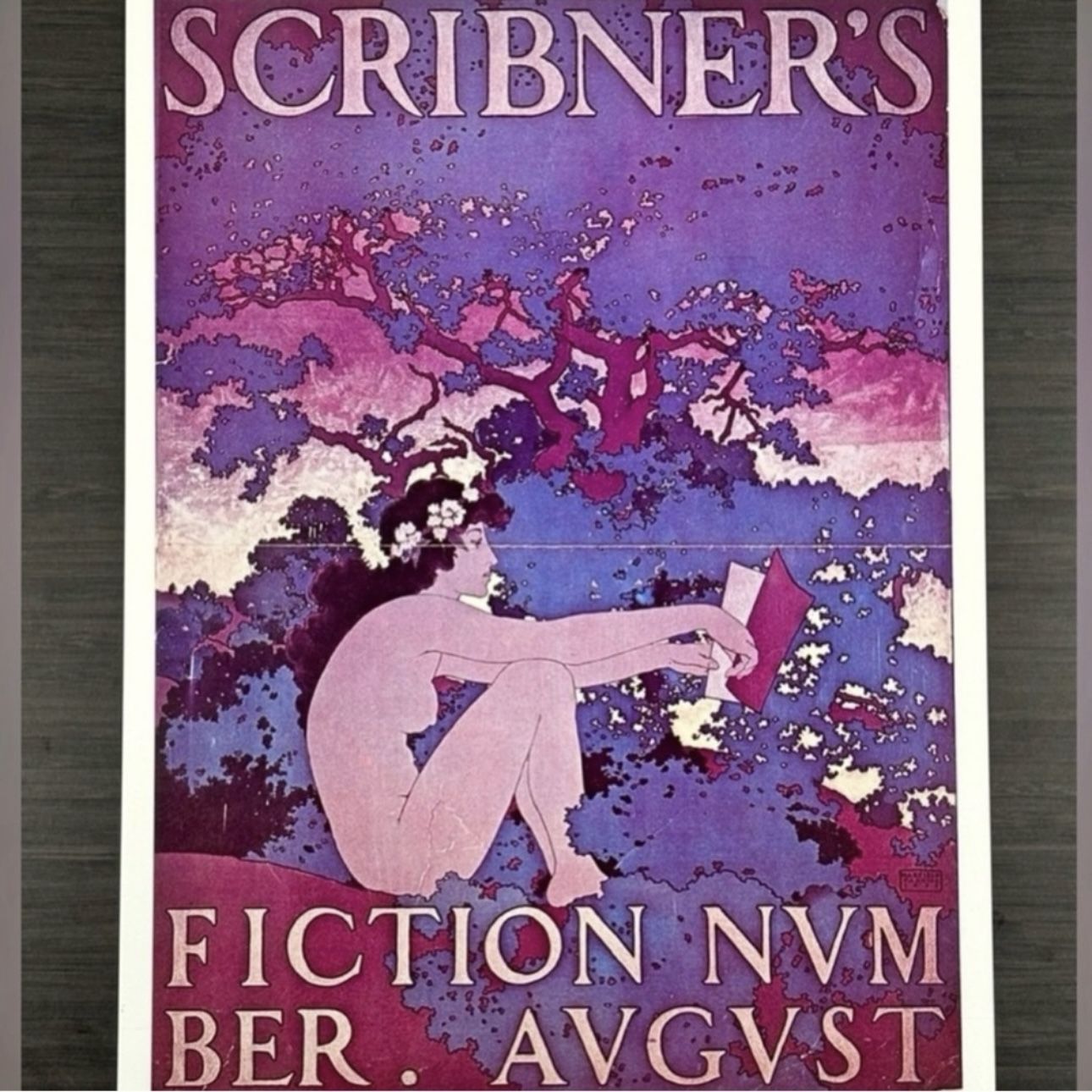 SCRIBNERS Original Vintage Print Poster Maxfield Parrish Art Deco Artist Antique Fine Collectible Neoclassical Allegory Allegorical Painter