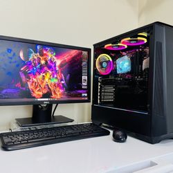 NEW DELL Starter Gaming PC 8 Core I7 CPU @3,4GHz. GPU AMD RX460 2G. 256G SSD /500G HDD 16G RAM. WIFI USB3. 500W RGB PSU. 22” Monit. Mouse/Keyb. Win11P