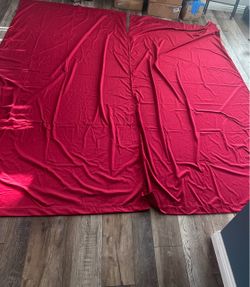 2 Red Velvet Blackout Curtains 52” x 96” – $10