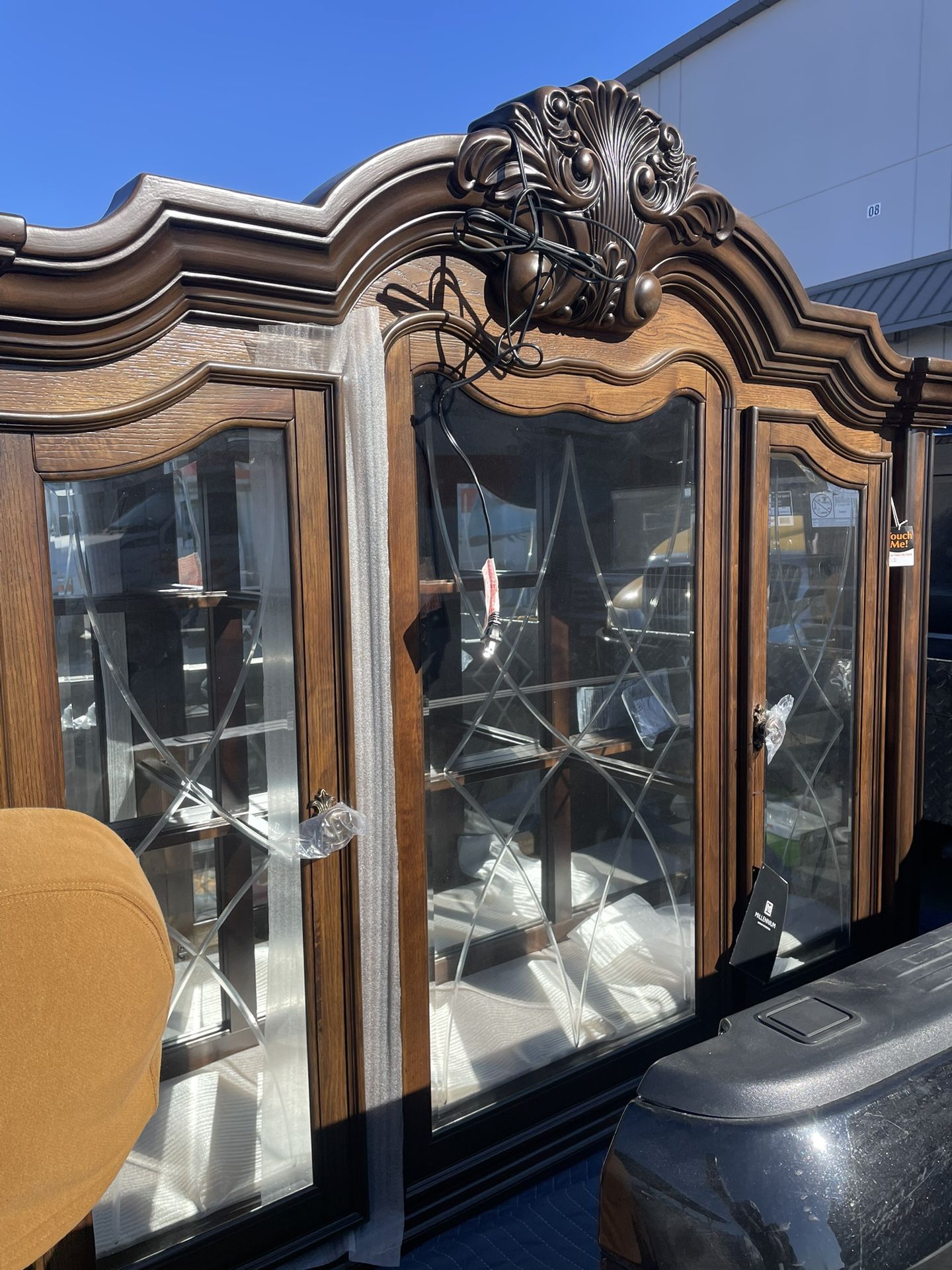 millennium ornate wood display cabinet