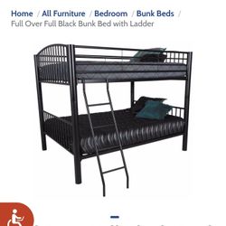 Full Over Full Bunk Beds With Mattresses 