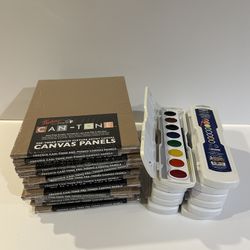 Art Supplies - Paint Palette & Small Canvas Board 