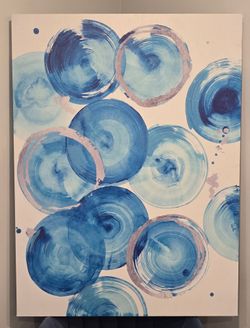 "Cerulean Serenity" - Modern Abstract Circle Canvas (40x30)