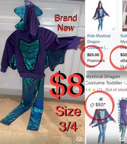 $8 Brand New Kids Mystical Dragon 🐉 Costume size 3/4 in mint condition