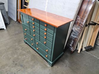 Green Multi-Drawer Apothecary Cabinet