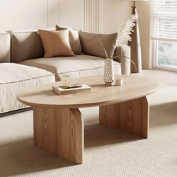Modern Oval Coffee Table – Wood Finish (Like New)