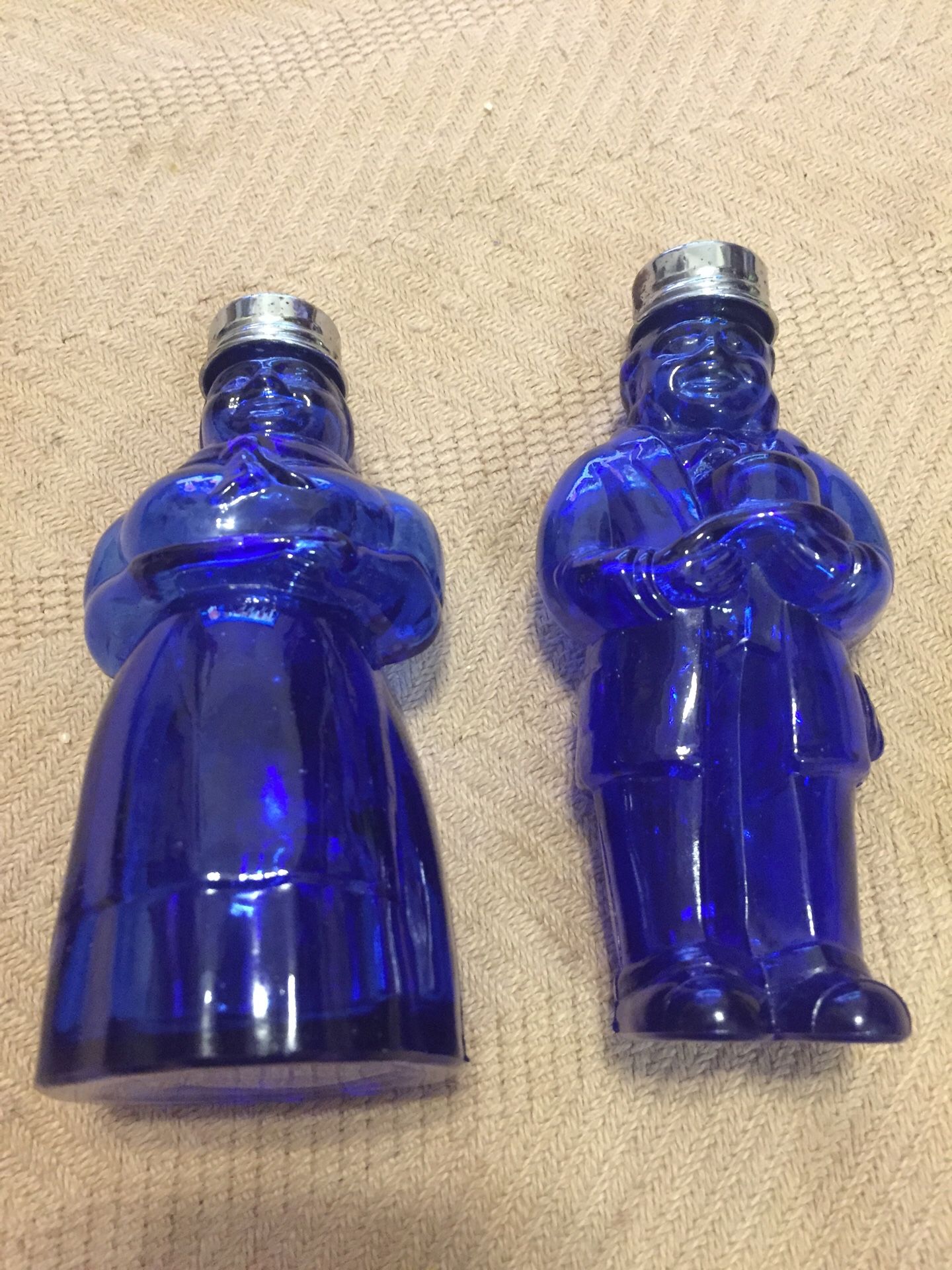 COBALT BLUE AUNT JEMIMA SALT AND PEPPER SHAKERS