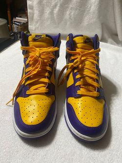 Size 10.5M Nike Dunk High Purple and Yellow Sneakers
