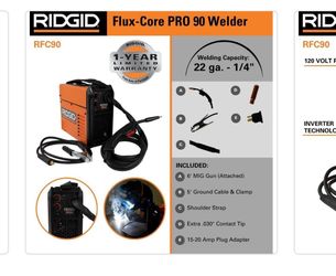 RIDGID 90 Amp, 120-Volt, Flux Core, Welder Feed Welder (No Regulator)