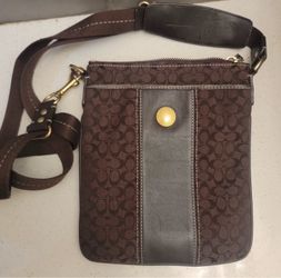 Coach brown Signature C canvas crossbody bag