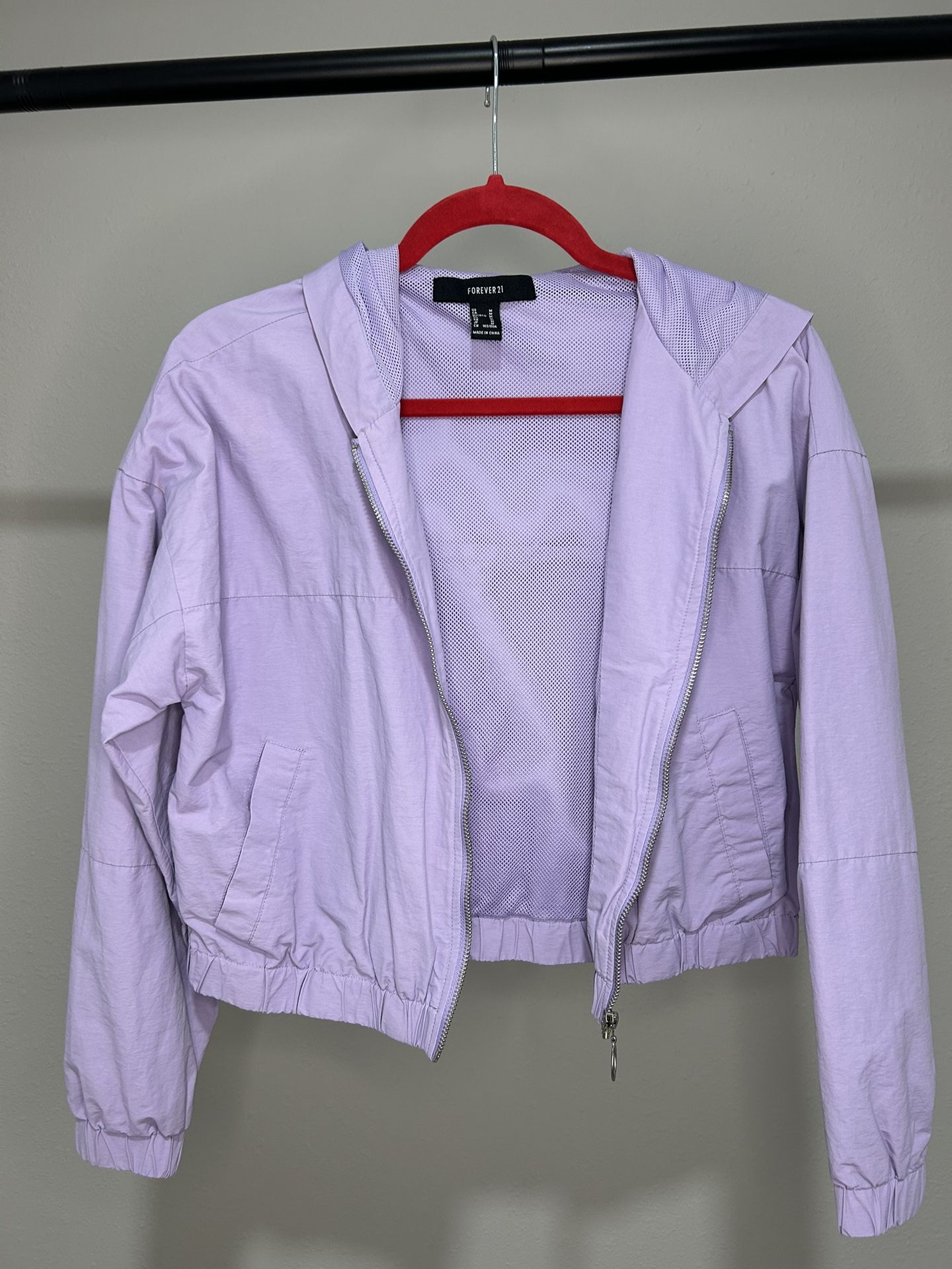 Pastel Purple Forever 21 Windbreaker Crop Jacket