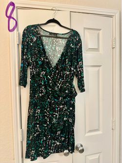 Green print dress xl