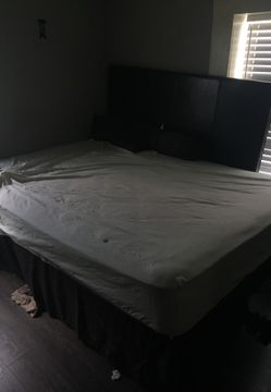 Queen size bed with a rail bed frame 50 obo