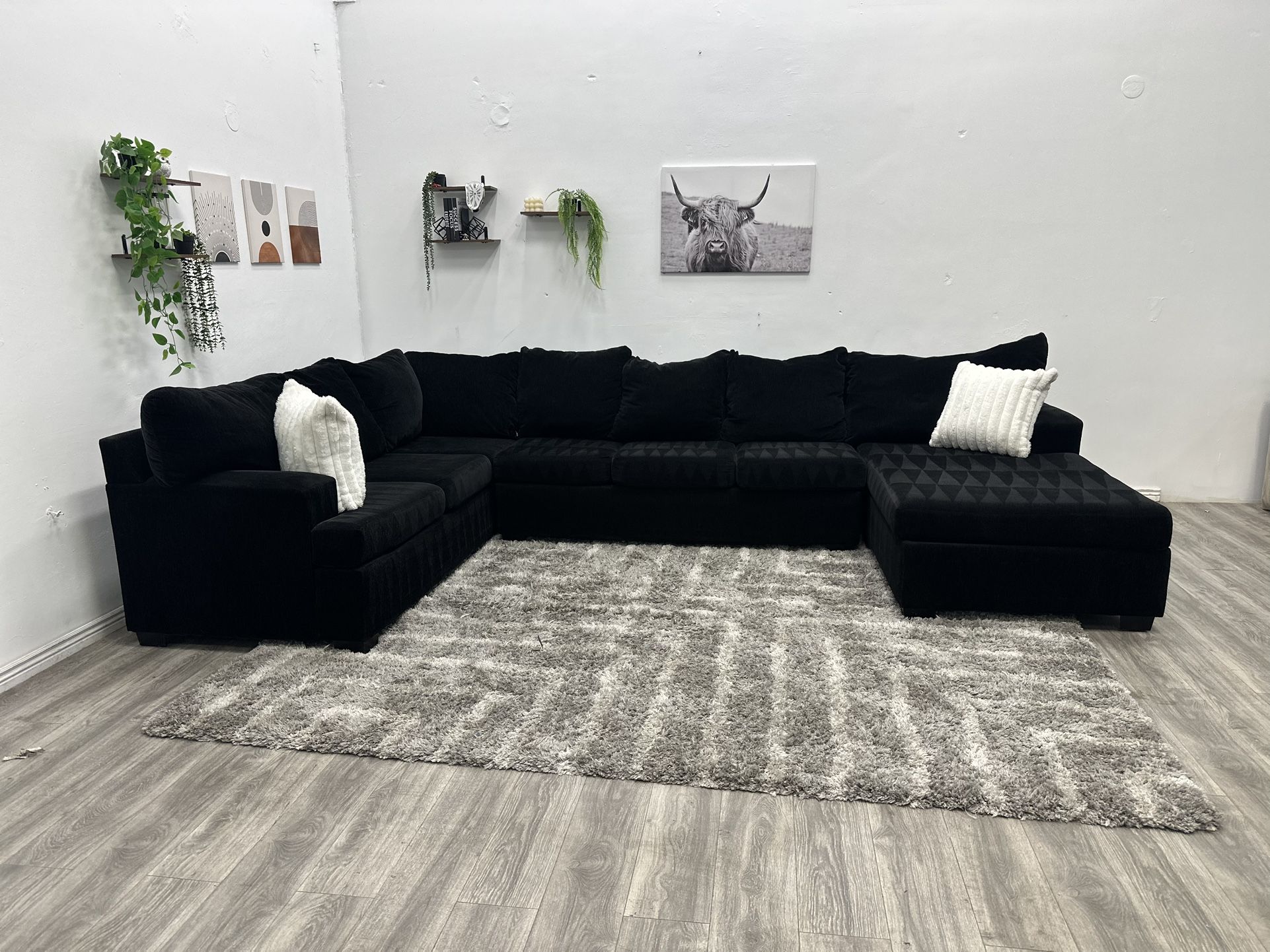 Black Sectional Couch - Free Delivery