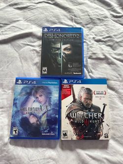 DISHONORED2, FINAL FANTASY X X2, THE WITCHER WILD HUNT. PS4Games