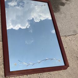 RARE ANTIQUE /MID CENTURY ETCHED MIRROR