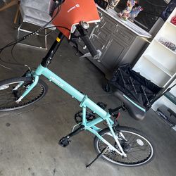 VIRIBUS Folding Bike, 20-inch Adult Folding Bicycle with 7-Speed ​​Derailleur, Lightweight Folding Bike for Men and Women, Mint Color Folding Bike