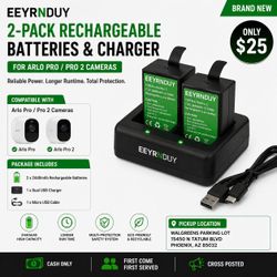 🔋 Eeyrnduy 2-Pack Rechargeable Batteries & Charger for Arlo Pro / Pro 2 Cameras – 2440mAh – New — $25