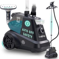 True & Tidy Auto-Off Safety Heavy-Duty Industrial 1800W Garment Steamer with XL 3L Tank, 90+ Min Continuous Steam, Low Water Sensor, 3 Steam Settings,