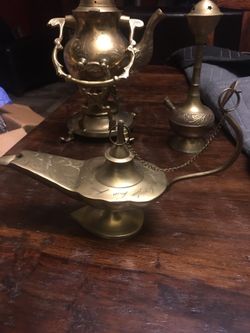 Antique Brass coffee maker and tea set