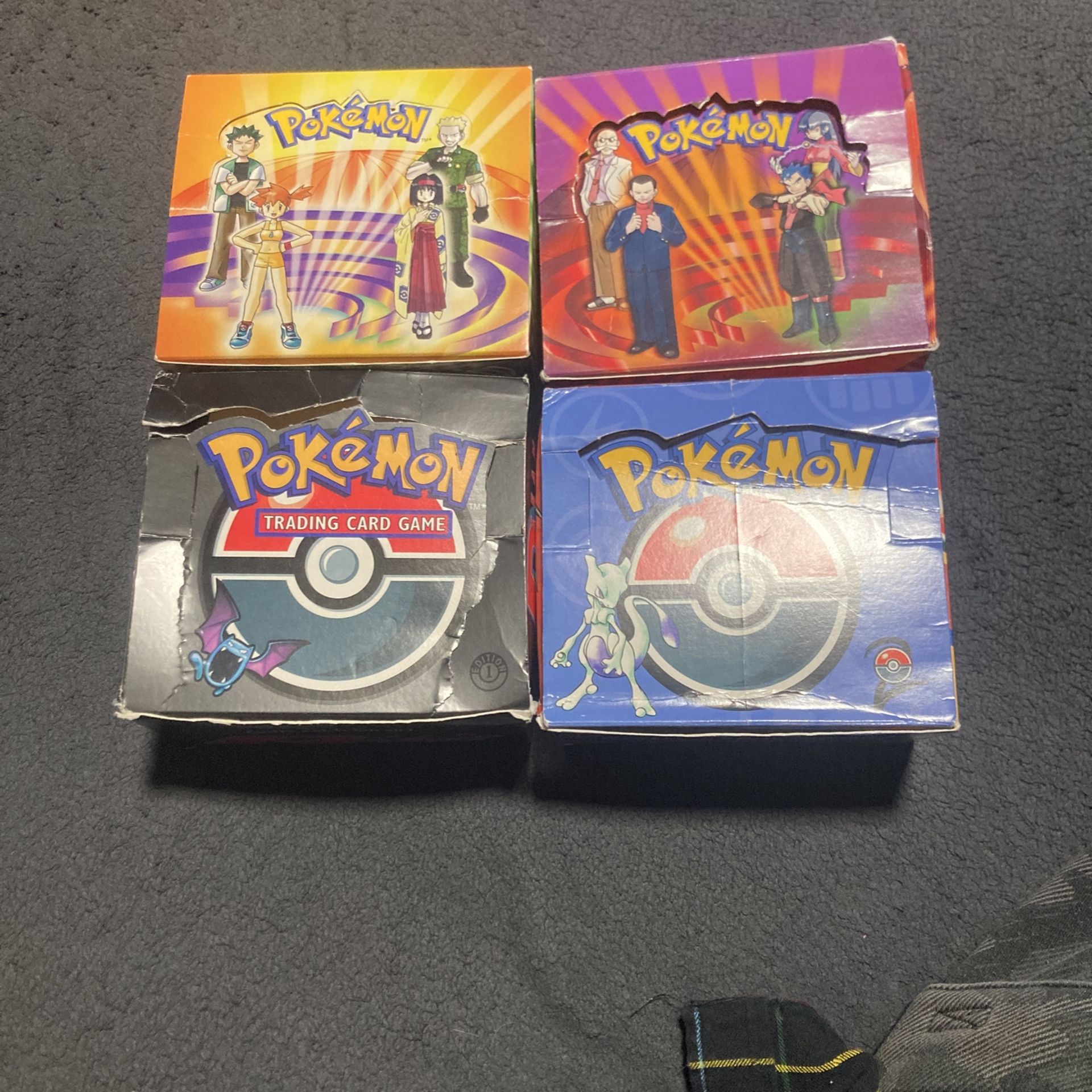 Empty pokemon booster box lot of 4 Team Rocket Base Set 2 Gym Heroes Gym Challenge