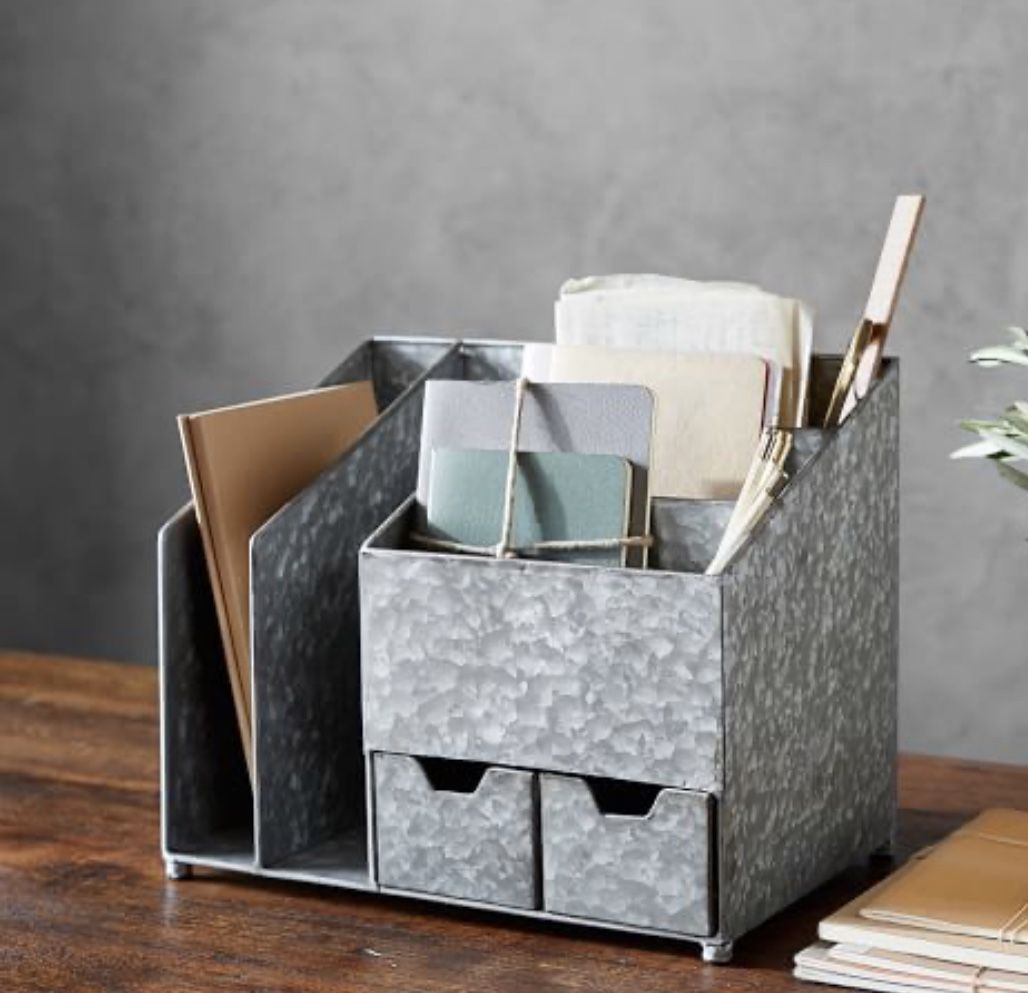 Brokers Galvanized Multi Desk Organizer