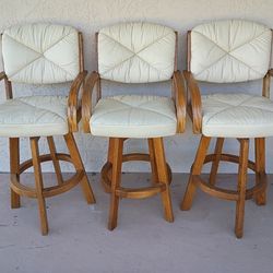 Set of 3 Rattan Bar Stools