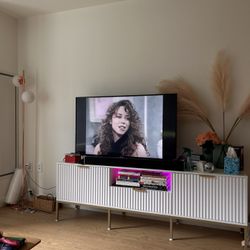 White And Gold Tv Console 
