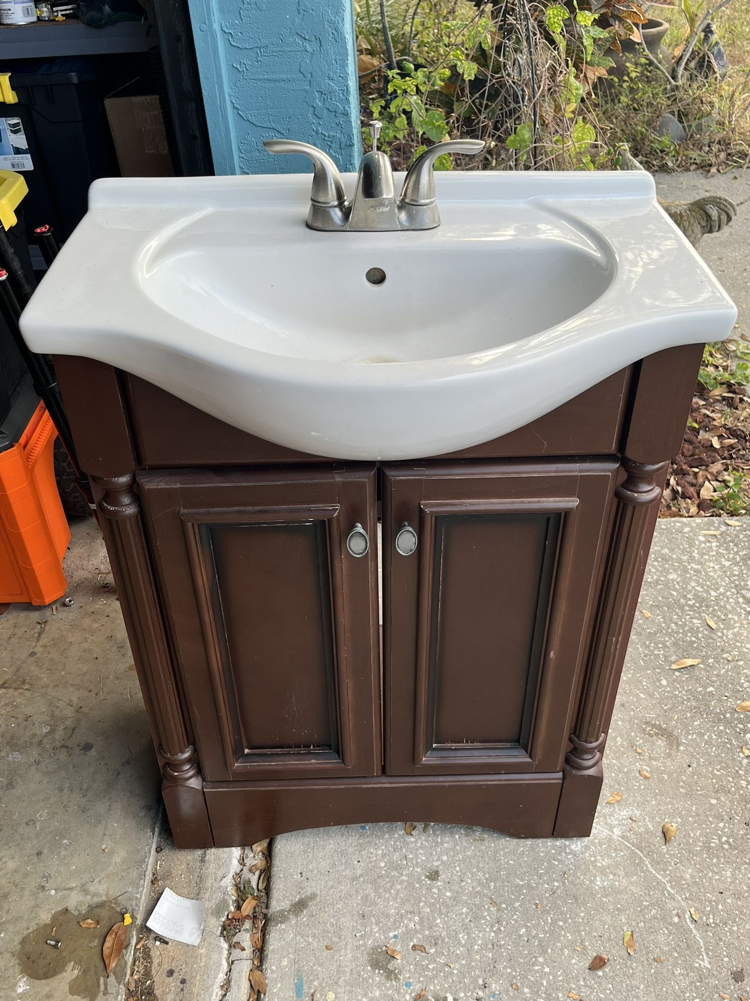 Shallow Bathroom Vanity With Sink And Mirror