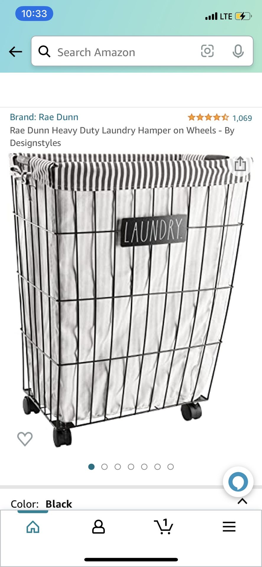 Rae Dunn Heavy Duty Rolling Laundry Hamper