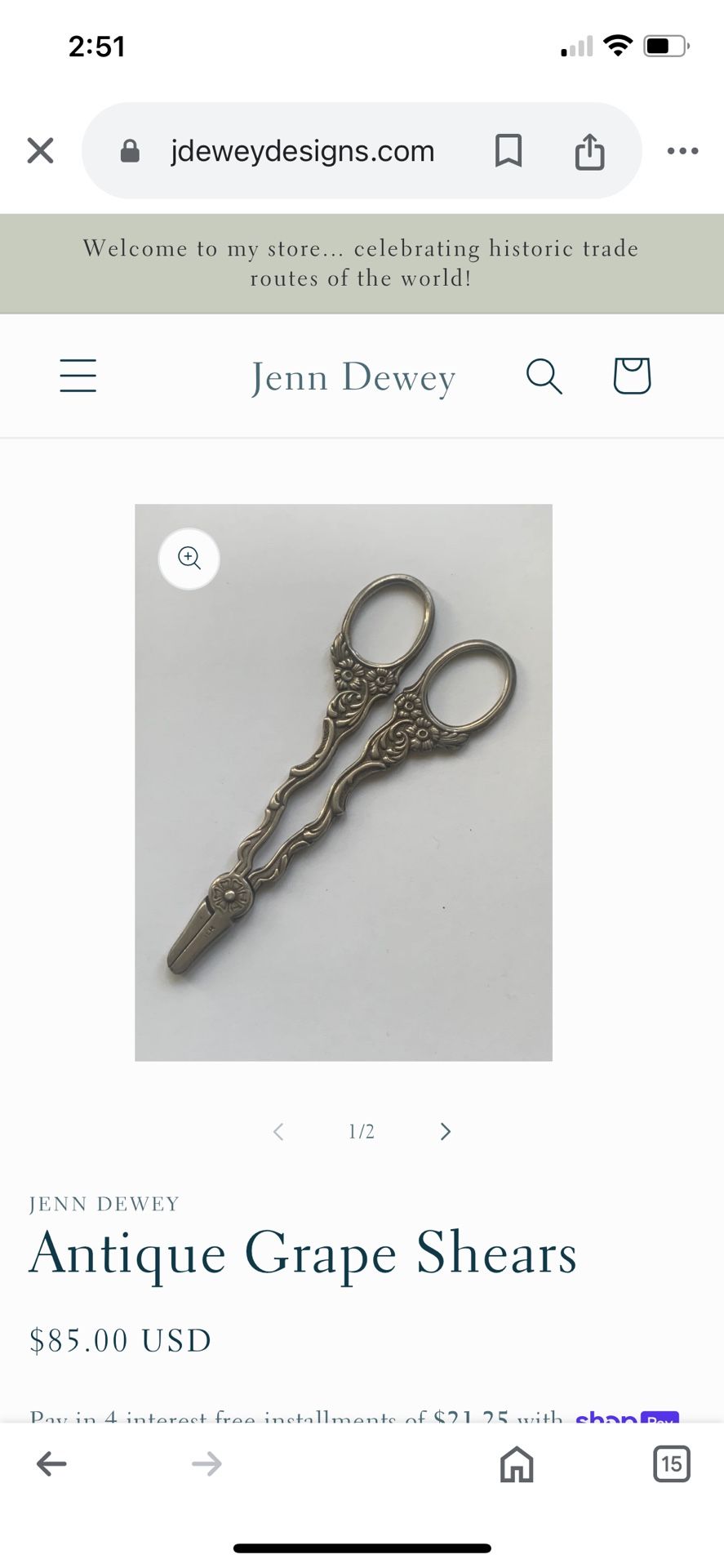 Antique Silver Plated Grape Shears Scissors