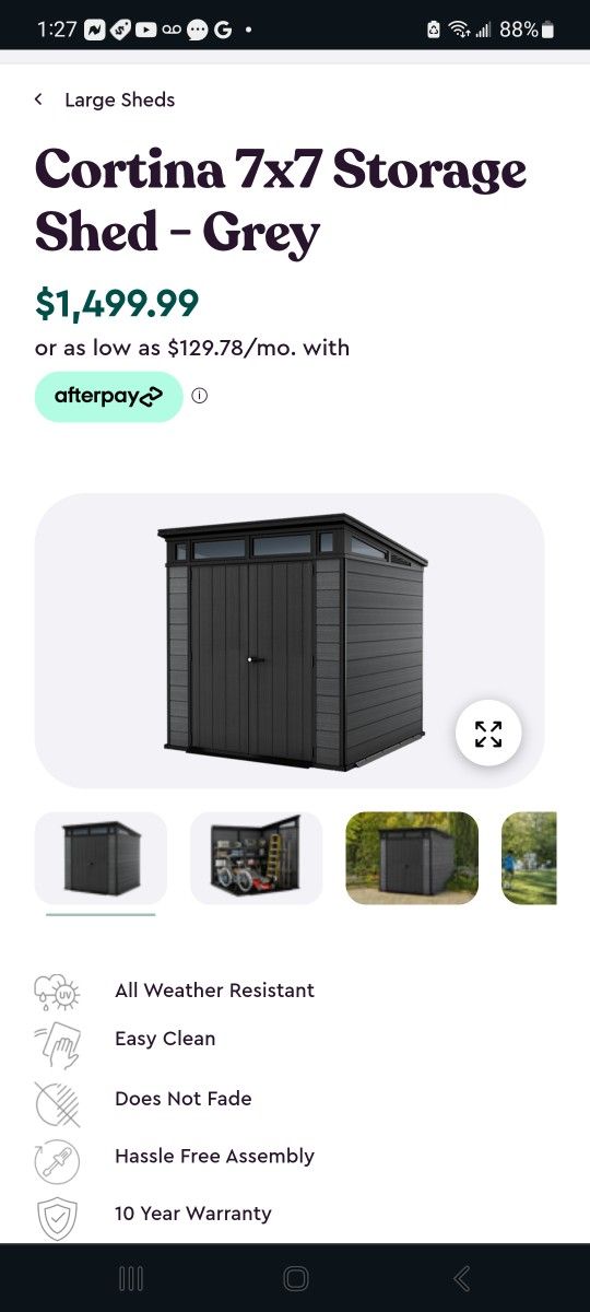 Keter Cortina 7x7 Storage Shed $1,100