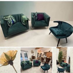 Emerald Green Velvet Armchairs