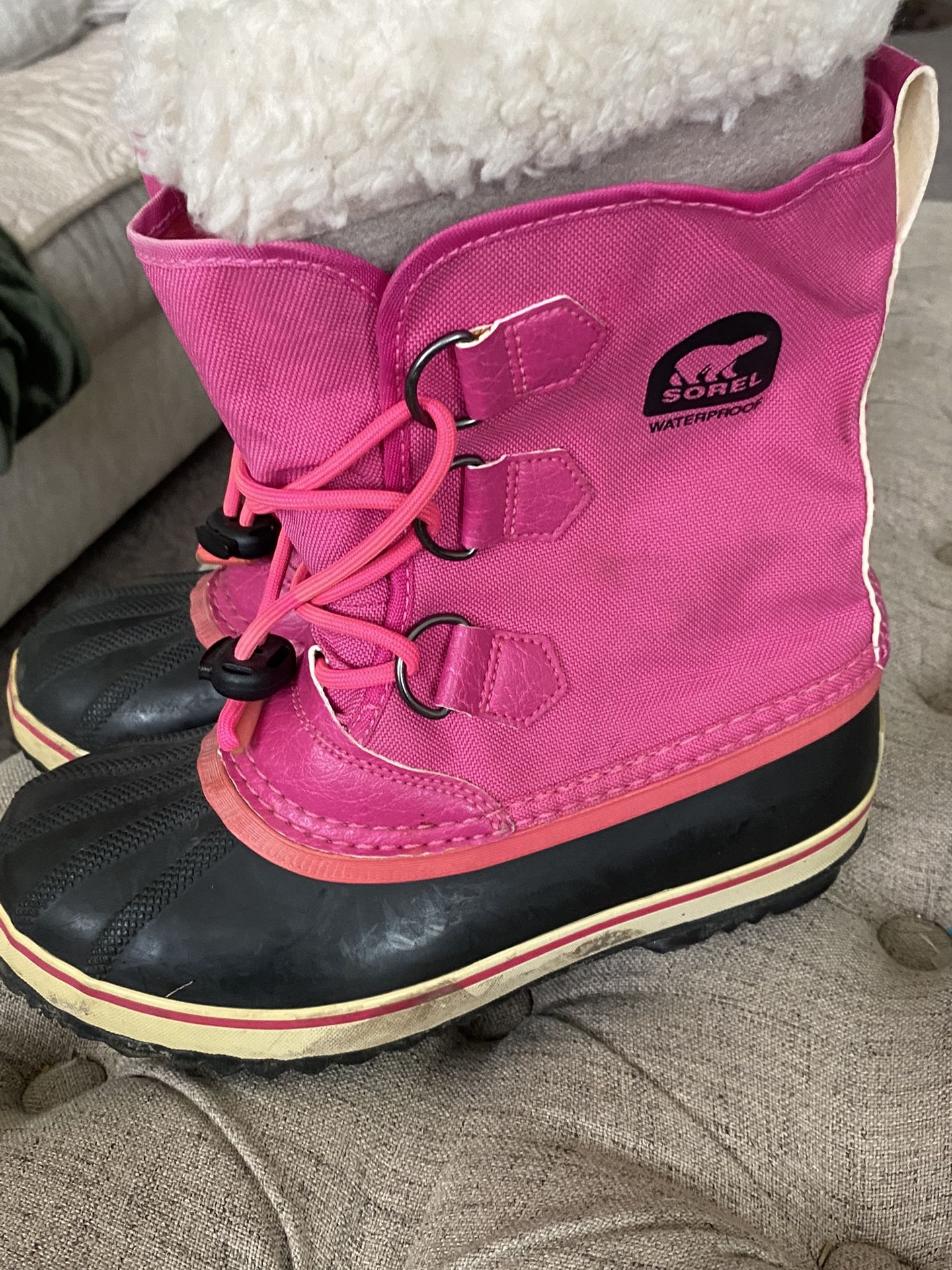 Sorel Kids Pink Sz 3 Rain Snow Boots