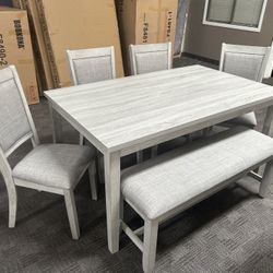 Light Gray Wood Table Set 