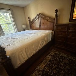 Four Post King Bed Platform & Matching Dresseer